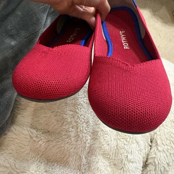 Rothy's Vibrant Red Flats with Blue Accents - Picture 3 of 4